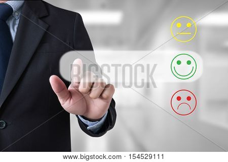 Business Man Select Happy :) :l :( Business Man Select Happy On Satisfaction Evaluation? And Good Mo