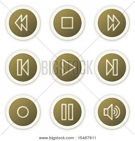 Walkman web icons, brown circle knoppen serie