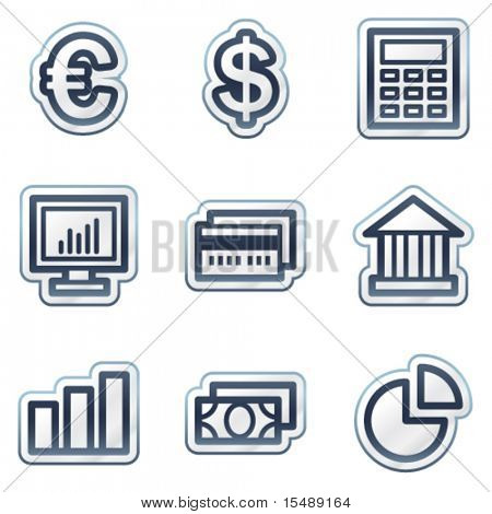 Finance web icons set 1, deep blue contour sticker series