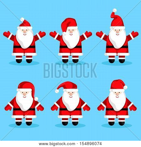 Christmas Santa Claus characters vector. Merry Christmas and Happy New Year. Funny Santa Claus. Santa Claus in various poses. Xmas santa. Santa Claus in santa hat red. Santa Claus icon. Santa Claus flat design. Santa Claus red hat. Christmas Santa Claus.