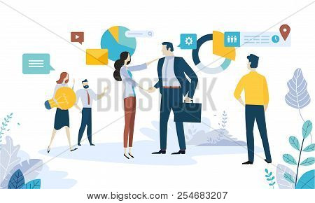 Vector Illustration Concept Of Social Media, Networking, Online Communication, Seo, Internet Adverti