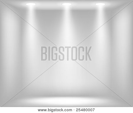 Light grey background with spotlights. Vector eps10 illustration