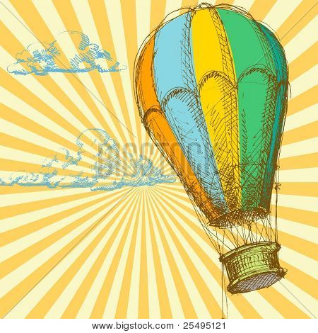 Retro background with hot air balloon; vector file also available in my gallery