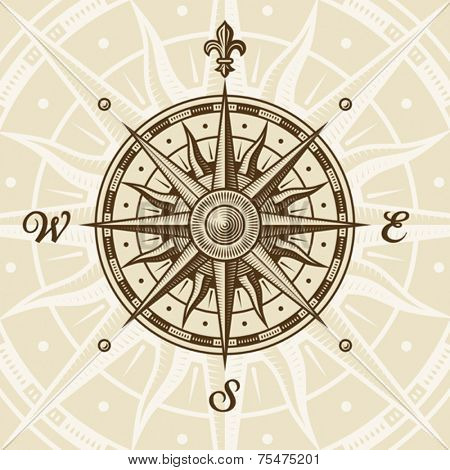 Vintage compass rose. Vector