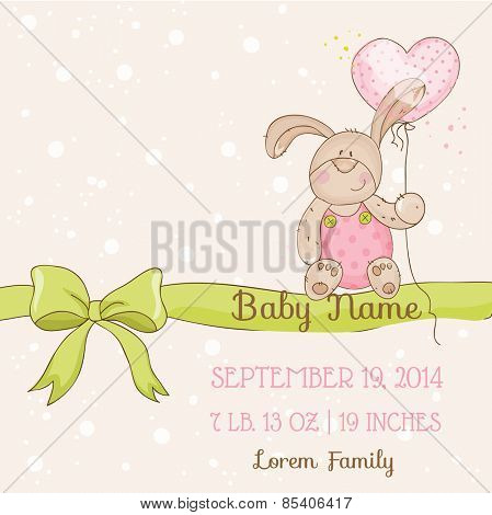 Baby Shower or Arrival Card - with Baby Bunny - in vector