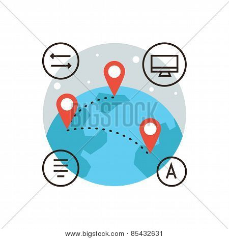 Global Communication Flat Line Icon Concept