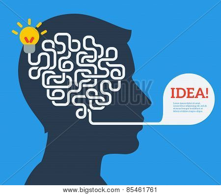 Creative concept of human brain, vector illustration.