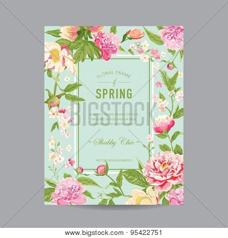 Vintage Floral Frame - for Invitation, Wedding, Baby Shower Card - in vector 