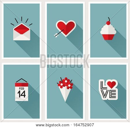 Set of romantic Valentines day symbols