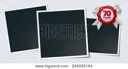 70 Years Anniversary Vector Icon, Logo. Design Element, Greeting Card With Photo Frames And Number F