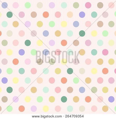 Abstract Background With Colorful Pastel Polka Dot On Beige Wallpaper. Vector Art Polka Dot Pattern 