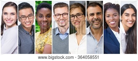 Cheerful Diverse Young And Middle Aged People Isolated Portrait Set. Smiling Attractive Men And Wome