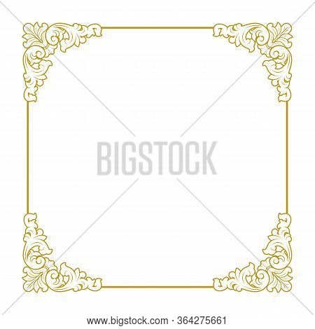 Golden Vintage Ornament Pattern Frame, Border Ornament Pattern Frame, Engraving Ornament Pattern Fra