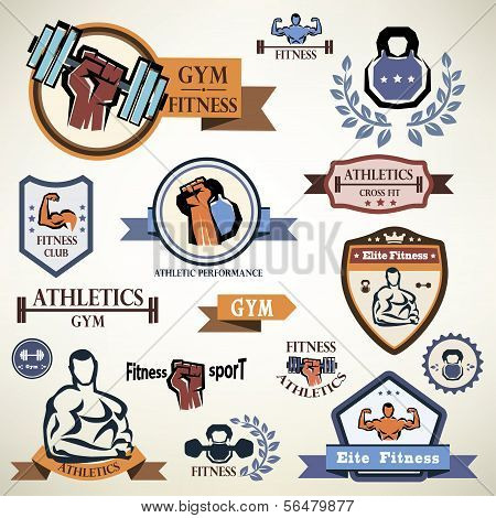 Gym, Fitness Emblems Collection