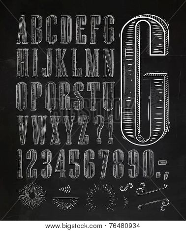 Vintage font letters chalk