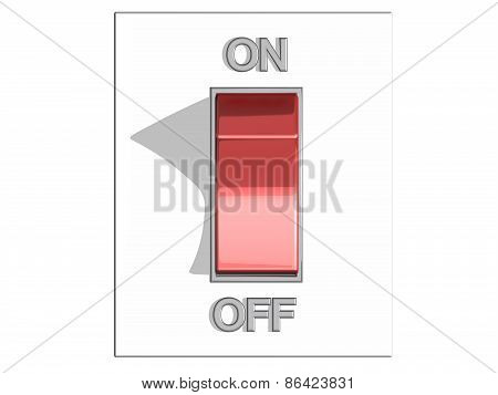 Top view of a red on and off switch in off position