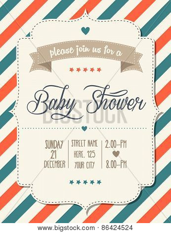 Baby Shower Invitation In Retro Style