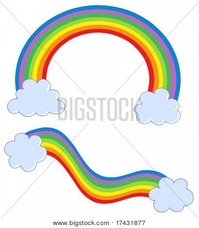 Rainbows with clouds - vector illustration.