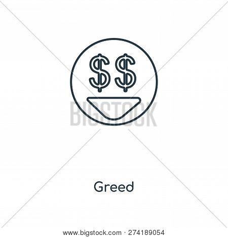 Greed Icon In Trendy Design Style. Greed Icon Isolated On White Background. Greed Vector Icon Simple