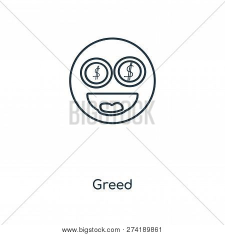 Greed Icon In Trendy Design Style. Greed Icon Isolated On White Background. Greed Vector Icon Simple