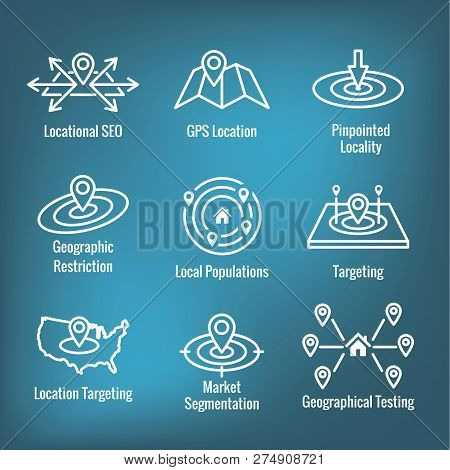 Geo Location Targeting - Gps Positioning And Geolocation Icon Set