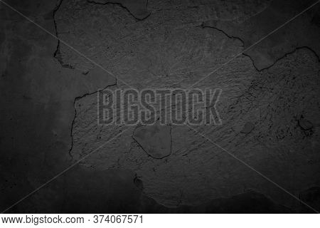 Art Black Concrete Stone Texture For Background In Black. Abstra