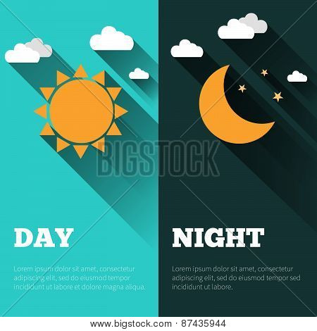 Day And Night Vector Banners Isolated