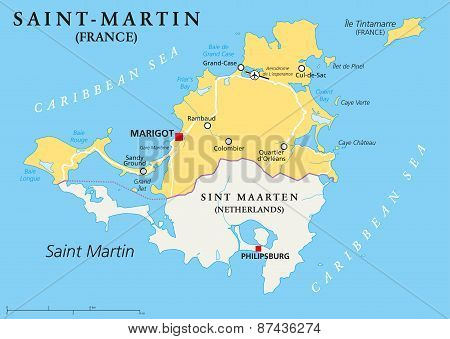 Saint-Martin Country Political Map