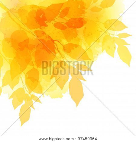 Fall leafs watercolor vector background