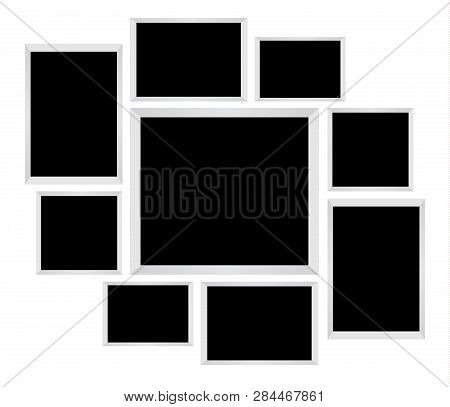 Vector Frame For Photos And Pictures, Photo Collage, Photo Puzzle. Templates Collage Frames For Phot