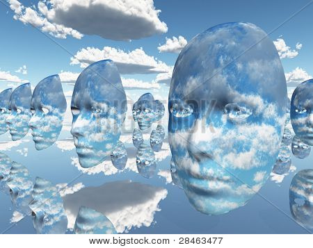 Repeating faces of clouds