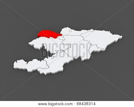 Map of Talas. Kyrgyzstan. 3d