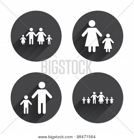 Family with two children sign. Parents and kids.