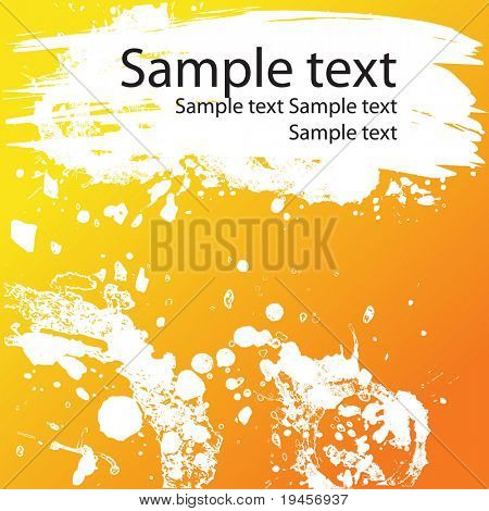 Abstract orange vector background with stains, blots, and ink splash