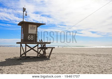 Lifeguard tower at Newport Beach, California