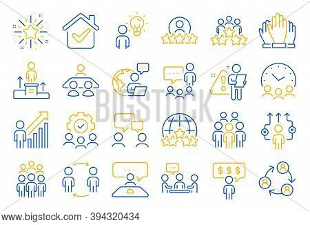 Business People Line Icons. Team, Meeting, Job Structure. Group People, Communication, Member Icons.