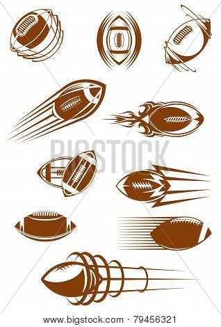 Brown Rugby Ball Icons