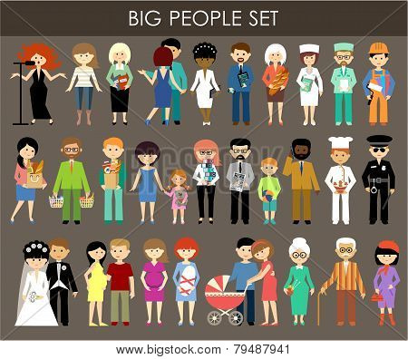 Set Of People Of Different Professions And Ages.