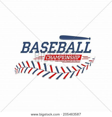 Baseball Background. Baseball Ball Laces, Stitches Texture With Bat. Sport Club Logo, Poster Design