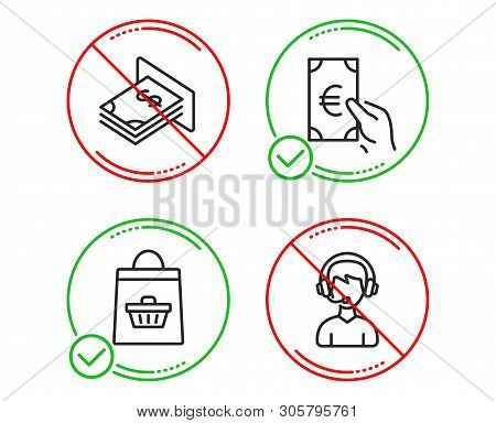 Do Or Stop. Atm Money, Online Buying And Finance Icons Simple Set. Consultant Sign. Dollar Currency,