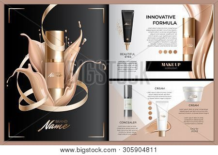 Advertising Poster For Cosmetic Product For Catalog, Magazine. Design Of Cosmetic Package. Advertisi