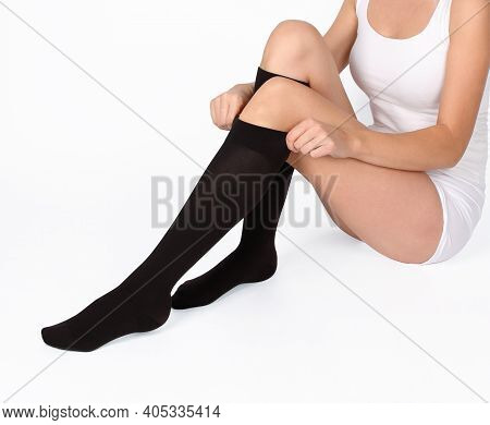 Compression Hosiery. Medical Compression Stockings And Tights For Varicose Veins And Venouse Therapy