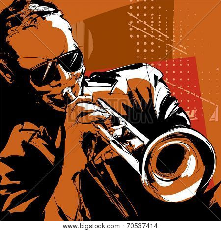 Jazz trumpet player-Vector illustration