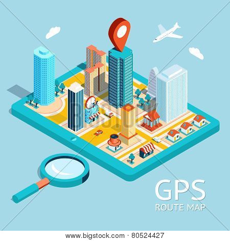 GPS route map. City navigation app