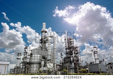 Close up Industrial view at oil refinery plant form industry zone