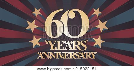 60 years anniversary vector icon logo banner. Design element with abstract vintage background for 60th anniversary card