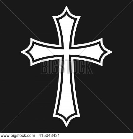 Cross Vector Shape Symbol. Christianity Sign. Christian Religion Icon. Catholic And Protestant Faith