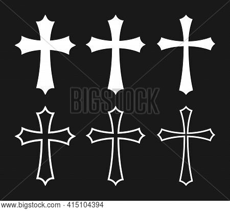 Cross Vector Shape Symbol. Christianity Sign. Christian Religion Icon. Catholic And Protestant Faith