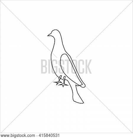 Line Drawing Pigeon Tattoo.pigeon  Bird One Line Hand Drawing Continuous Art, Vector Illustration. F