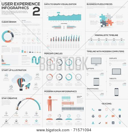 Data analytics vector infographics with clean trendy flat design